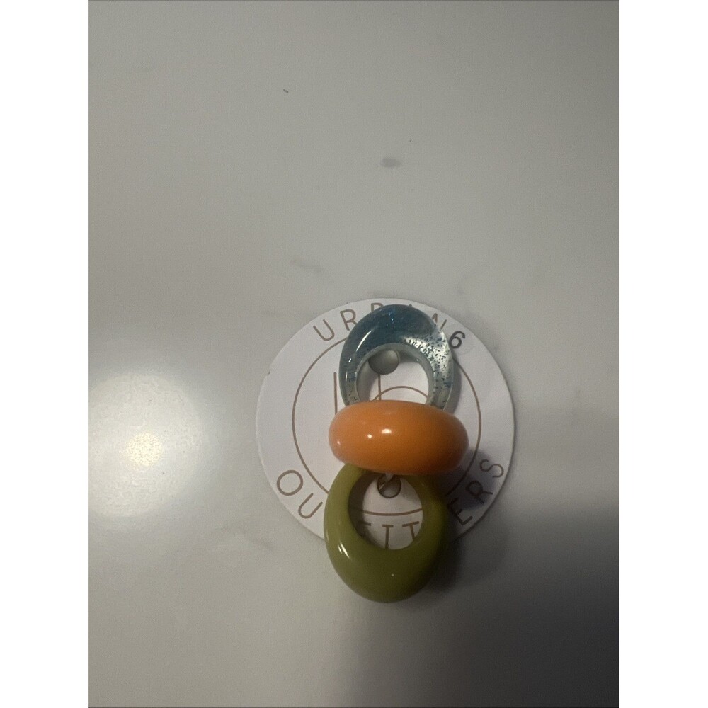 NEW/NWT Urban Outfitters Acrylic Dome Rings Set of 3 Green/Clear/Orange Size 6